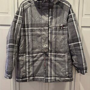 PWDR ROOM Grey Plaid Ski Jacket M